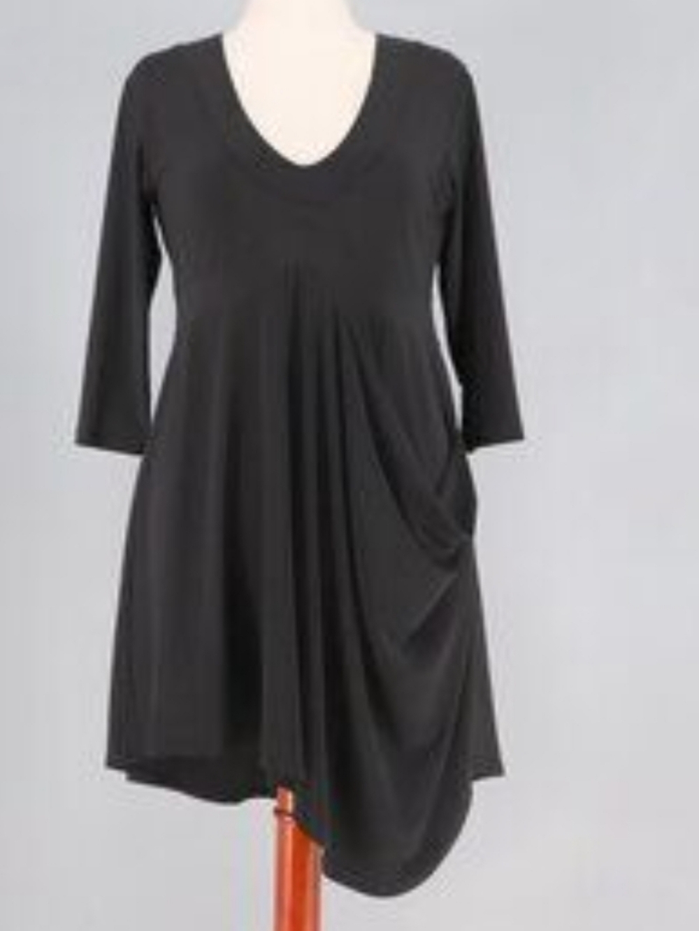 SYMPLI Travel Wrinkle Free BLACK SOFT POCKET V-NECK TOP TUNIC Sz 16 Solid Black